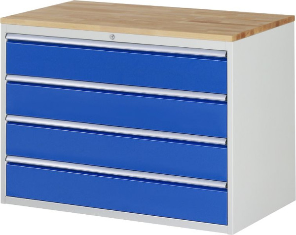RAU ladekast serie 7000, massief beuken werkblad, 4 x lade maat XXL 4xH180 mm, 1145x825x650 mm, 03-XXL5.1A-B.11