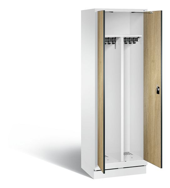 C+P zwart wit kastje Evolo, H1800xB610xD500mm, kleur: verkeerswit / decor eiken Sereno, 48022-20 S10280