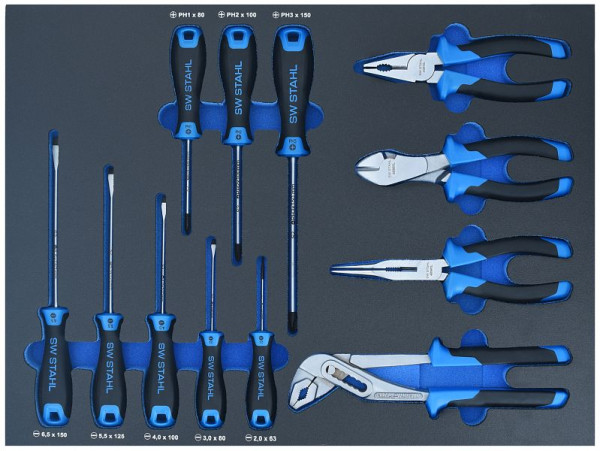 SW-Stahl werkplaatswagen assortiment, tangen en schroevendraaiers, 12-delig, Z3010-3