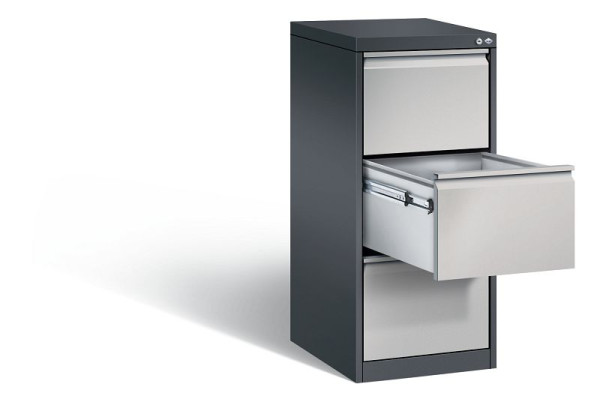 C+P hangmappenkast Acurado, H1045xB433xD590mm, kleur: zwart-grijs/wit aluminium, handgreep, 12423-311 S10012
