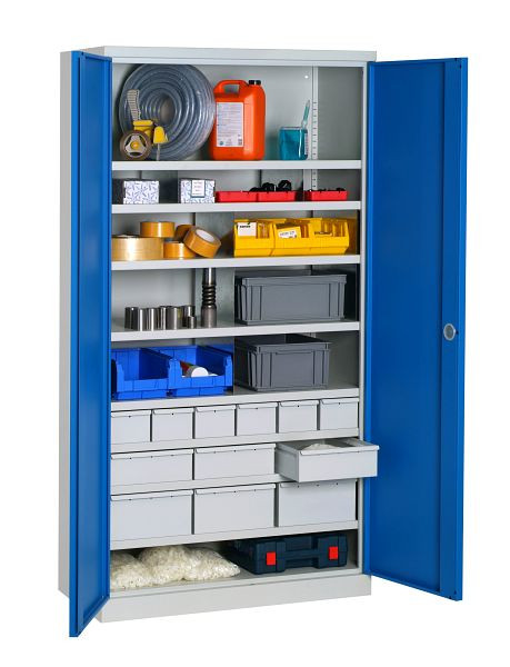SOFAME ingerichte werkplaatskast 1000x500x1950mm, 6 laden + 3 laden + 3 laden + 8 planken, hemelsblauw, W030090034GCBI