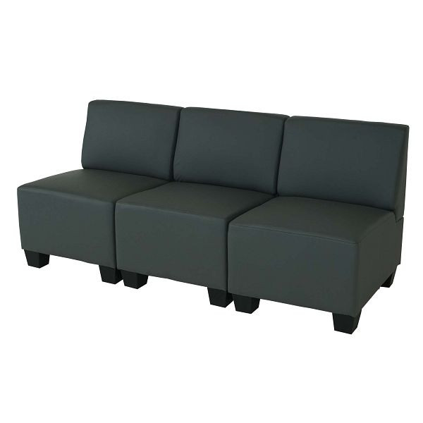 Mendler Modular 2-zits bank Couch Lyon, kunstleer, donkergrijs, zonder armleuningen, 2x75183