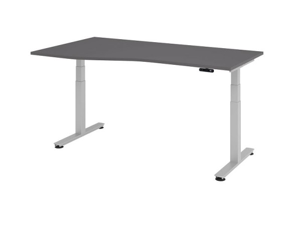 Hammerbacher elektrisch zit-sta bureau 180x100/80cm grafiet/zilver, freeform, links of rechts te monteren, VXDSM18/G/S