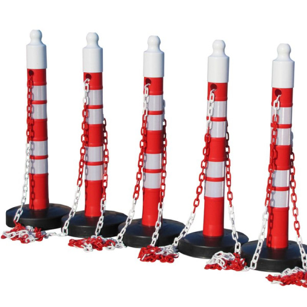 Stone HGS kettingpalen set van 5 -Maxi Plus- van PP, H 1200 mm, Ø 110 mm, met afzetketting, maximale lengte 25 m, 15842