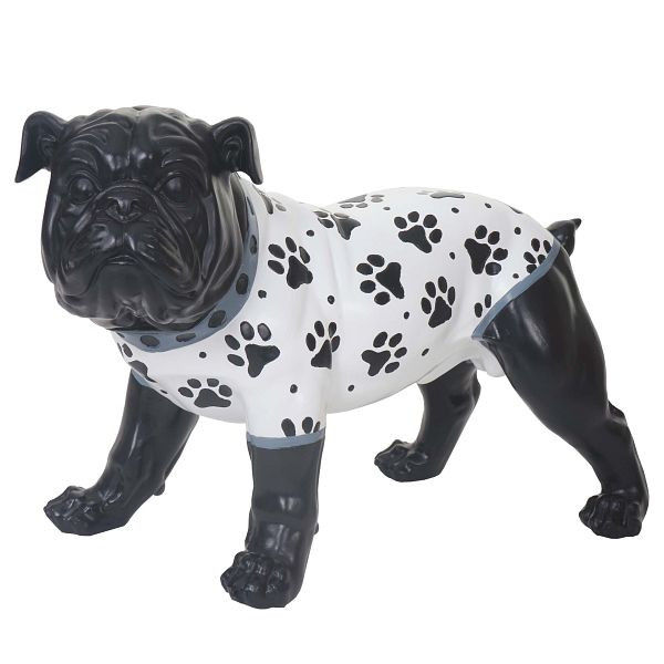Mendler decoratie bulldog 24cm, polyresin sculptuur hond, binnen/buiten, handbeschilderd met jas, 49831