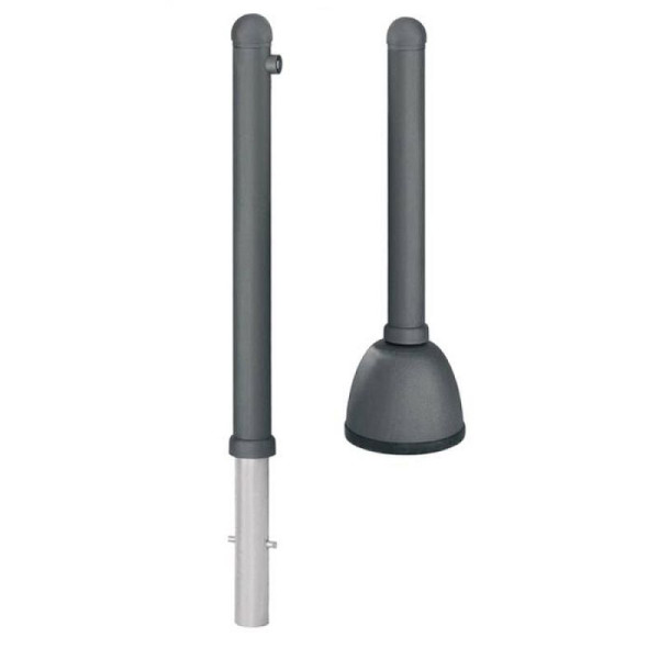Stone HGS paal -Harmony- Ø 80 mm, vast, voor pluggen, met voetplaat/rechthoekig, met 3 ogen (90°), 14335-03