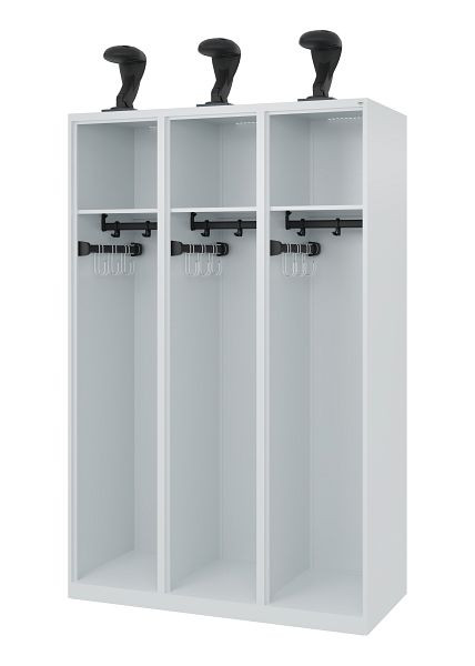 C+P Evolo brandweerkast, model EXPERT, 3 compartimenten, H1850B1200T500 mm, lichtgrijs, helmhouder, 0491015-32 S10003