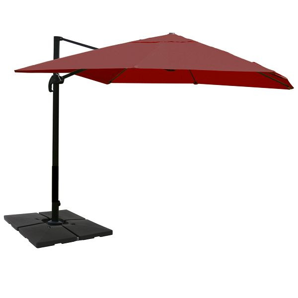 Mendler gastronomie verkeerslichtparaplu HWC-A96, parasol, 3x4m (Ø5m) polyester/aluminium 26kg, bordeaux met standaard, 134331+35661
