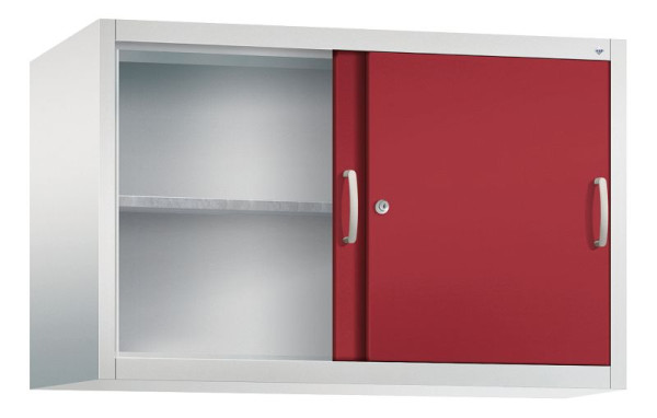 C+P bovenkast Acurado, H790xB1200xD500mm, kleur: lichtgrijs/robijnrood, beugelgreep, 2 niveaus, 2055-09 S10023