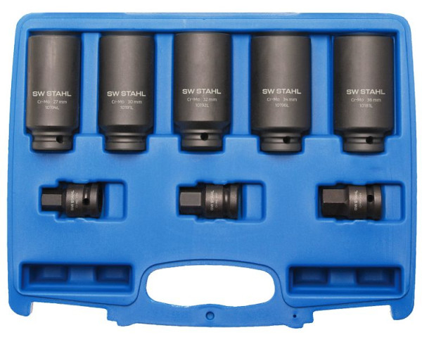 SW-Stahl IMPACT dopsleutel-inzetstukken, 1/2", twaalfkant, 8-delig, 10185L