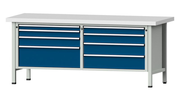 ANKE werkbanken kistwerkbank, model 144 VX, 2000 x 800 x 850 mm, RAL 7035/5010, KSP 50 mm, 330.166