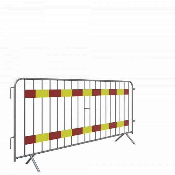 Schakebarrière type E, gemaakt van 25 mm stalen buis, met twee 100 mm voelstrips, rood/geel folie, type RA1/A, 419_020ESK