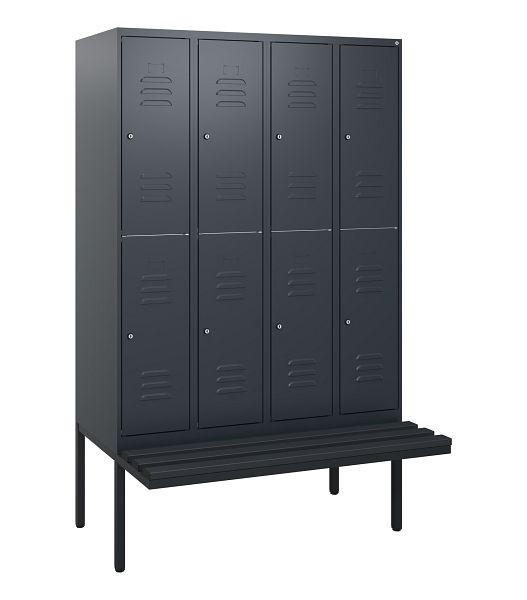 C+P dubbeldekskast Classic PLUS, 4 compartimenten, 1950x1200x815mm, 7016/7016, cilindersloten, zwevende zitting, 0803405-40 S10087
