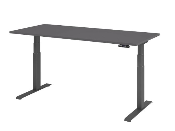 Hammerbacher bureau XDKB19, 180 x 80 cm, blad: grafiet, 25 mm dik, ABS dikke rand, rechthoekige vorm, grafiet, VXDKB19/G/G