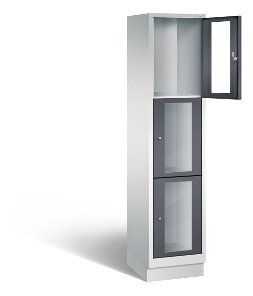 C+P lockerkast Classic, H1800xB420xD500mm, kleur: lichtgrijs / zwartgrijs, 8020A123 S10005