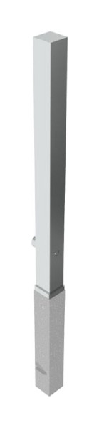 Schake RVS paal 70 x 70 mm, afneembaar, zelfvergrendelend slot met thermisch verzinkte grondhuls, 4070F