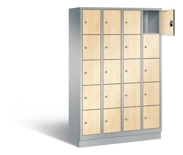 C+P lockerkast Evolo, H1800xB1190xD500mm, kleur: wit aluminium / Donau esdoorn decor, 48020-405 S10361