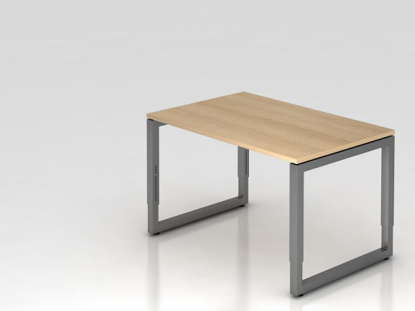 Hammerbacher bureau O-voet vierkant 120x80cm eiken/grafiet, rechthoekige vorm met zwevend tafelblad, VRS12/E/G