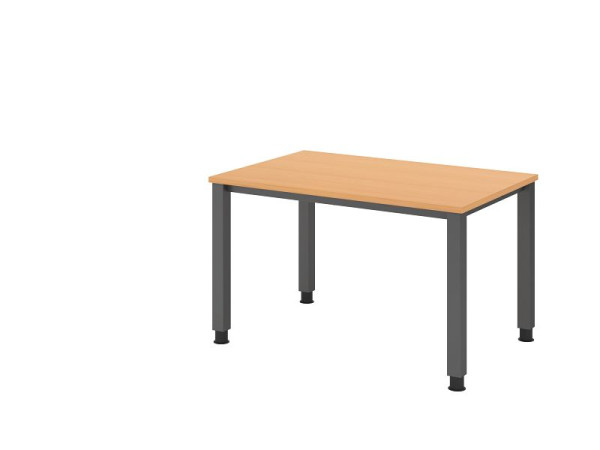 Hammerbacher bureau QS12, 120 x 80 cm, blad: beukenhout, 25 mm dik, 4-poots frame in grafiet (vergelijkbaar met RAL 7012), werkhoogte 68-83,5 cm, VQS12/6/G