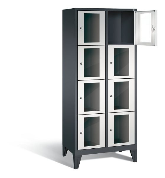 C+P lockerkast Classic, H1850xW810xD500mm, kleur: zwartgrijs/lichtgrijs, 8010A224 S10014