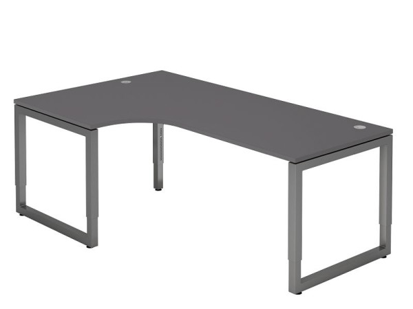 Hammerbacher hoektafel O-voet vierkant 200x120cm grafiet/grafiet, hoekvorm 90°, links of rechts monteerbaar, VRS82/G/G