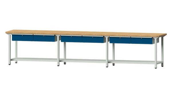 ANKE werkbanken werktafel, model 105, 4050 x 700 x 840 mm, RAL 7035/5010, BMP 40 mm, 400.516