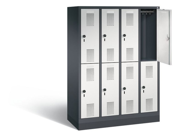 C+P schoollocker dubbeldekker Evolo, H1600xW1190xD500mm, kleur: zwartgrijs/lichtgrijs, 483206-40 S10105