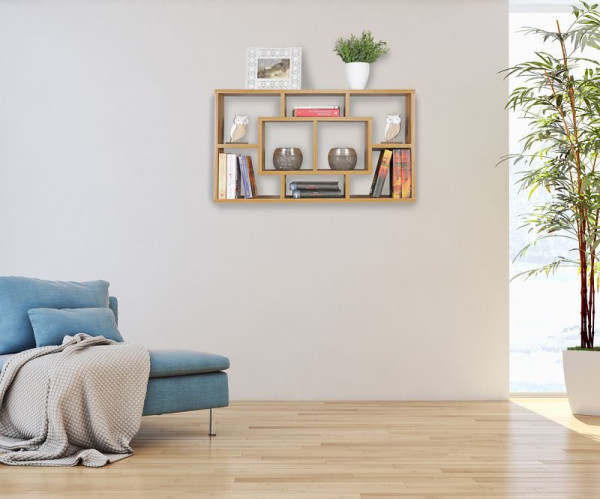 Wohnling wandplank ALEX beuken 85 x 47,5 x 16 cm MDF hout, modern, vrij zwevend, open om op te hangen, WL5.169
