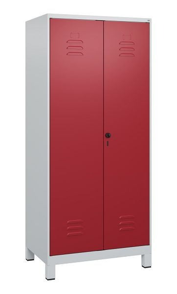 C+P Umkleidespind Classic PLUS, Doppel-Spind, Füße, 2 Abteile, 1800x800x500mm, 7035/3003, Drehriegel, 0800127-22P S10001