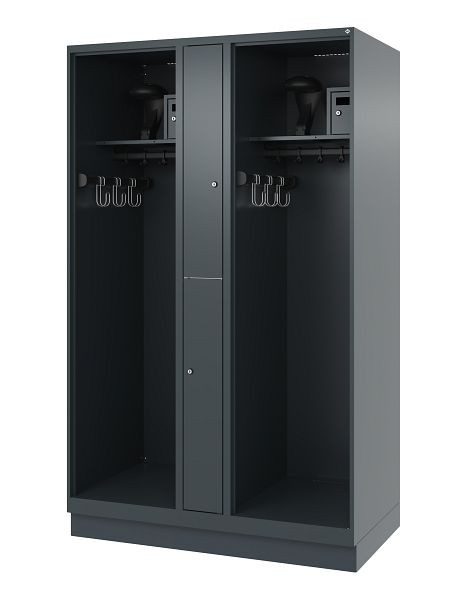 C+P brandweerkast Evolo, model MAXI, 2 compartimenten, H1850B1200T600 mm, antraciet, sokkel, 0496315-020 S10010
