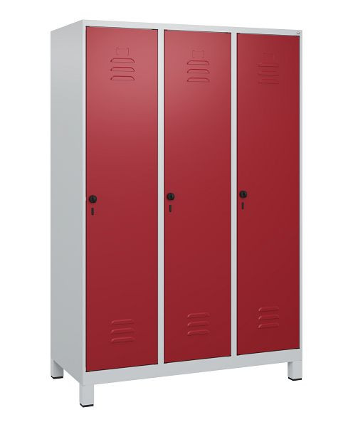 C+P luierkluis Classic PLUS met middenwand, voeten, 3 vakken, 1800x1200x500mm, 7035/3003, veiligheidsdraaigrendel, 0800107-32F S10001