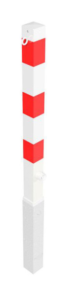 Schake slagboompaal (brandweerpaal) stalen buis 70 x 70 mm afneembaar, met driehoekslot, wit gecoat, met 1 oog, 470FB/1