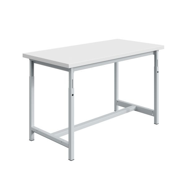 SOFAME PTH werkbank, mechanisch in hoogte verstelbaar, B 2000 x D 750 x H 778 tot 1058 mm, melamine werkblad 38 mm, lichtgrijs RAL 7035, W010020311GC