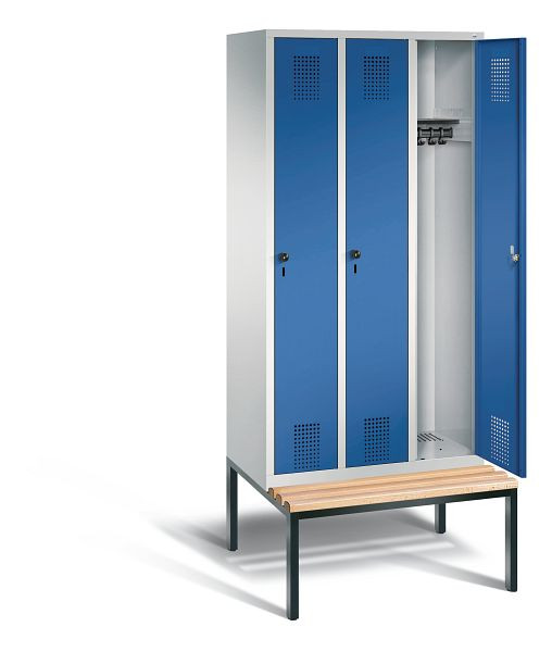 C+P Evolo garderobe, H2090xW900xD815mm, kleur: lichtgrijs / gentiaanblauw, 48050-30 S10002