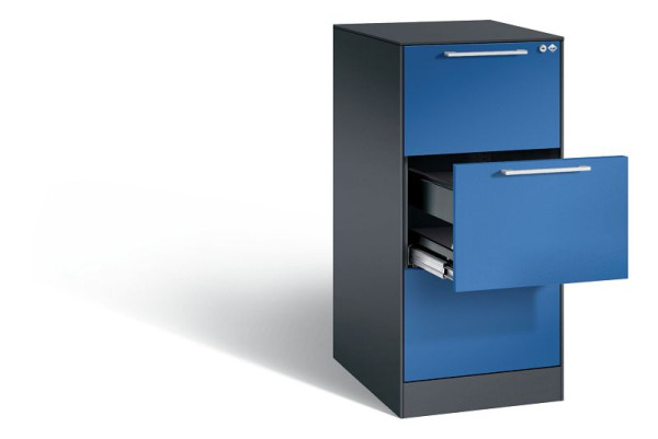 C+P hangarchiefkast Asisto, H1010xB440xD600mm, kleur: zwartgrijs / gentiaanblauw, beugelgreep, 146245-311 S10012