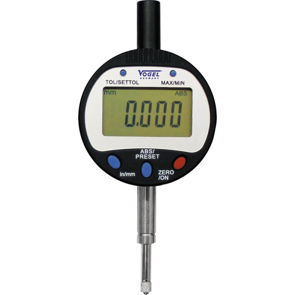 Vogel Germany digitale meetklok, met USB data-uitgang, 0 - 12,7 mm / 0 - 0,5 inch, 0,001 mm / 0.00005 inch, gewicht: 12 g, 242160