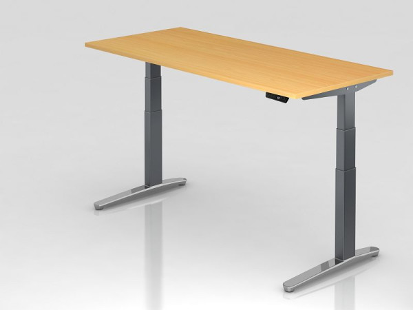 Hammerbacher elektrisch zit-sta bureau 180x80cm beuken/grafiet, gepolijst, rechthoekige vorm, VXBHM19/6/GC