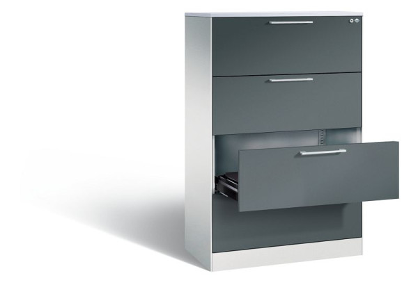 C+P Schubladenschrank Asisto, H1310xB800xT435 mm, Grau/Anthrazit/DBS Hellgrau, 146023-422 S10096