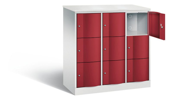 C+P lockerkast Resisto, H1255xB1148xD540mm, kleur: lichtgrijs/robijnrood, 8573-372 S10706