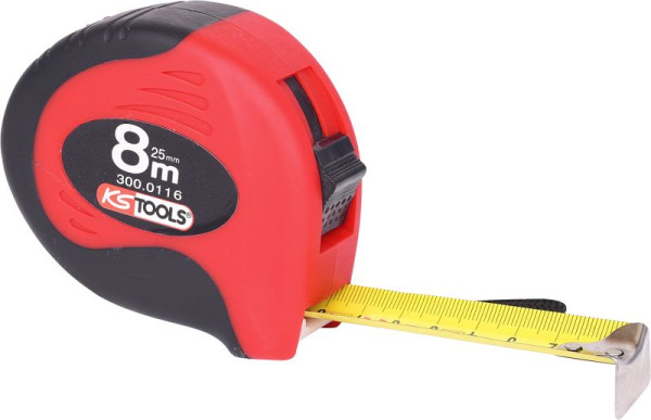 KS Tools rolmaat met slot, zwart-rood, 8m, 300.0116