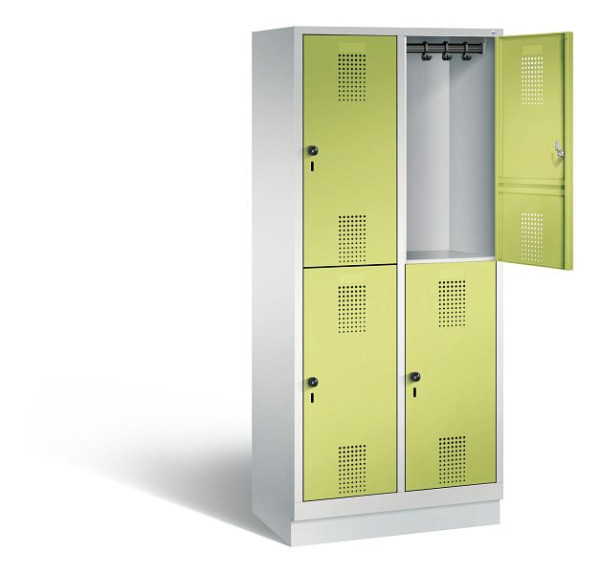 C+P locker dubbeldekker Evolo, H1800xW810xD500mm, kleur: lichtgrijs / virid groen, 48320-22 S10263