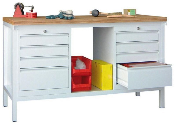 Pavoy Werkbank 1500, 1 Boden + 2 Blocks mit je 4 Schubladen, 58588-150-000-910