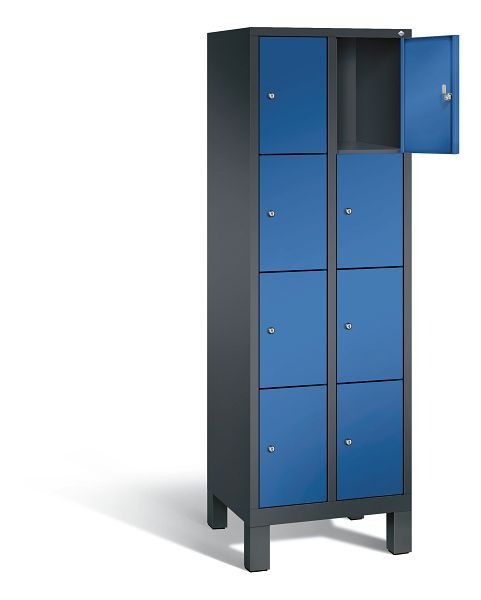 C+P lockerkast Evolo, H1850xB610xD500mm, kleur: zwartgrijs / gentiaanblauw, 48010-204 S10040