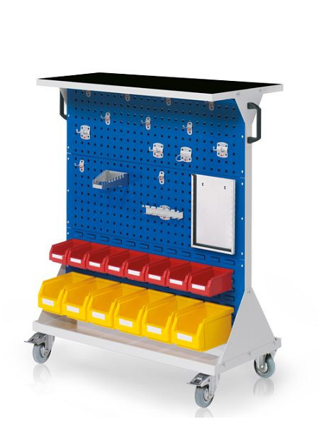 Bedrunka+Hirth RasterMobil® trolley - maat 3, afmetingen: 1000 x 500 x 1230 mm, 1 x legbord van plaatstaal incl. gegolfde rubberen mat, 04.47.2216