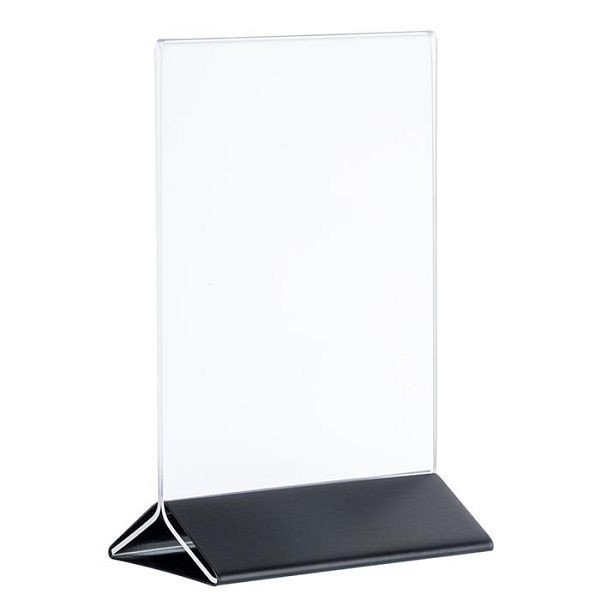 APS-kaarthouder, 2-delig, 21 x 7 cm, hoogte: 32 cm, roestvrij staal, zwart, acryl, geschikt voor DIN A4, 71529