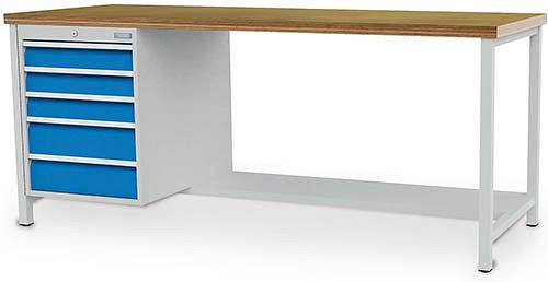 Bedrunka + Hirth box werkbank serie 2000 R18-24, 3x100, 2x150 mm, lade volledig uittrekbaar 100%, 2000 x 750 x 959 mm, 03.19.19V9