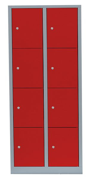 Lüllmann stalen compartimentenkast, 1800 x 800 x 500 mm, lichtgrijs/vuurrood, 523424