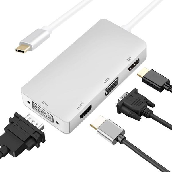 Helos dockingstation, USB 3.1 Type-C™-stekker/DP/HDMI/DVI/VGA-bus, PREMIUM 4K, zilver, 288388