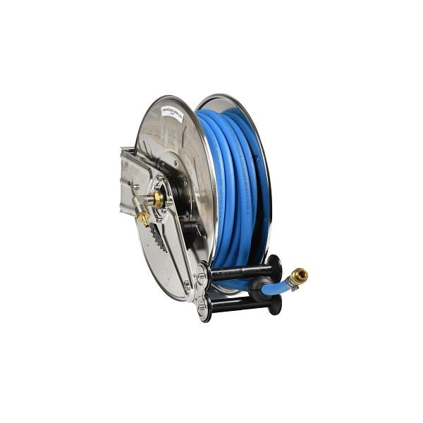Ebinger slanghaspel OSM 310, max. 17bar / 50°C, 18m - 10mm ID PVC persluchtslang, behuizing: RVS, 1.314.102
