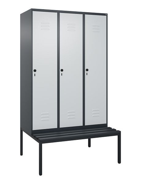 C+P luierkastje Classic PLUS, met onderbank, 3 vakken, 2120x1200x815mm, 7016/7035, draaibare sluiting, 0800507-32 S10043